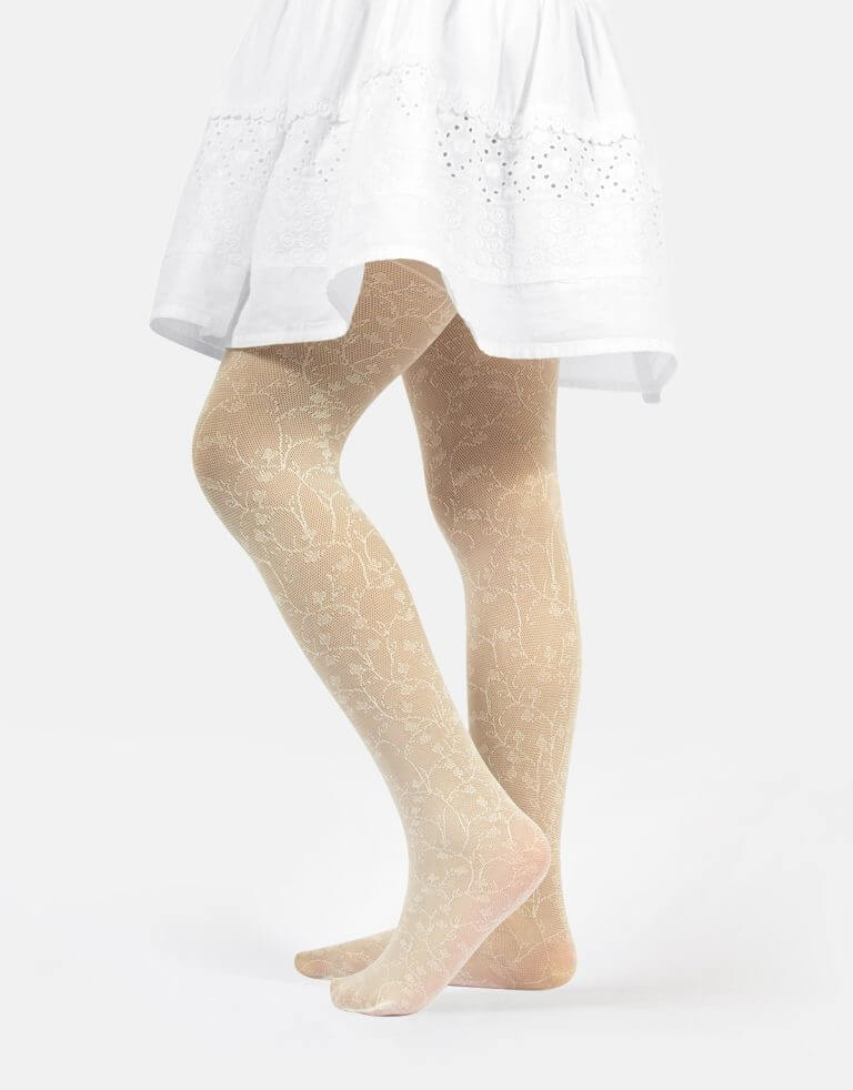 COLLANT BAMBINA PIZZO FLOREALE - 40 DEN