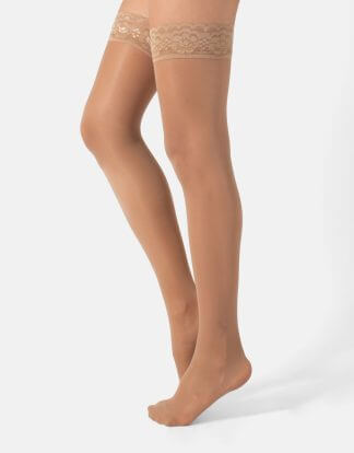 Bas Auto-fixants (Hold-ups) GoldenPoint Noir - Taille 4/L, 40 Deniers, Motif Géo-floral - Neuf Avec étiquettes