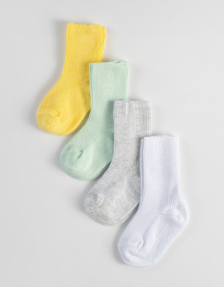 PACK 4 PAIA - CALZINI IN COTONE A COSTINE PER NEONATO